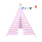 Indian Tent Children Teepee Tent Baby Indoor Dollhouse with Small Coloured Flags roller shade and pocket Pink and White Stripes